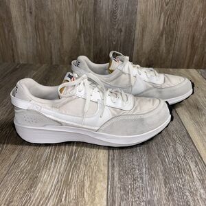 Nike Waffle Debut Mens US Size 9 White Suede DH9522-101 Trainers Sneaker Shoes